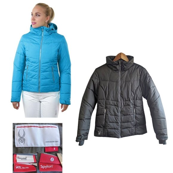 SPYDER Green Alia Thinsulate Mock Neck 10k/10k Puffer Ski Jacket 144104 Size 8 - Picture 1 of 10